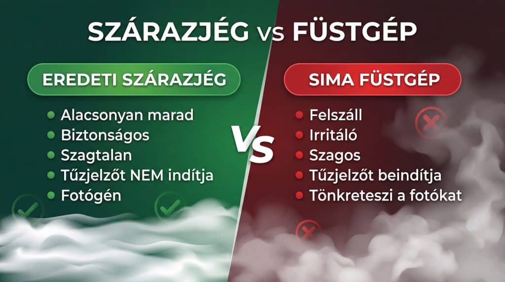 Tánc a felhőkön - szárazjég esküvőre | szárazjeges nyitótánc profi géppel 8 Szárazfű és füstgép összehasonlítása rendezvényen, DJ által.